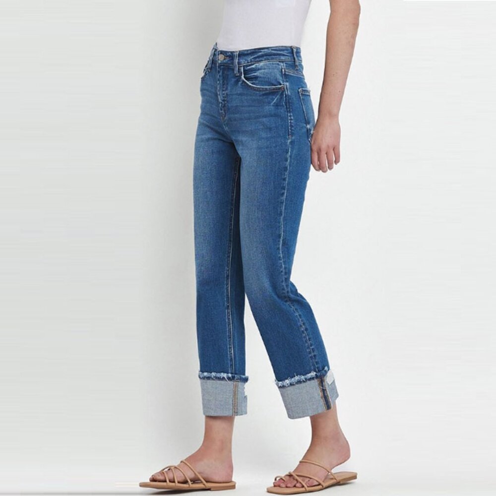 Vervet High Rise Cuffed Straight Leg Jeans - Picture 2 of 4